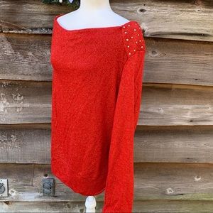 NY Collection Embellished Red Sweater Size XL NWT